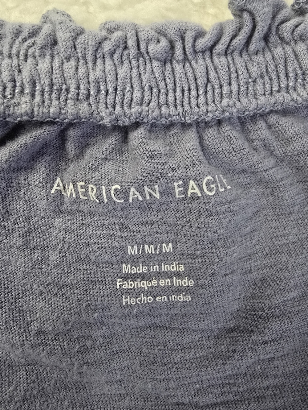 American Eagle Crop Top Blue Embroidered Floral Off Shoulder Short Sleeve M - Picture 3 of 12